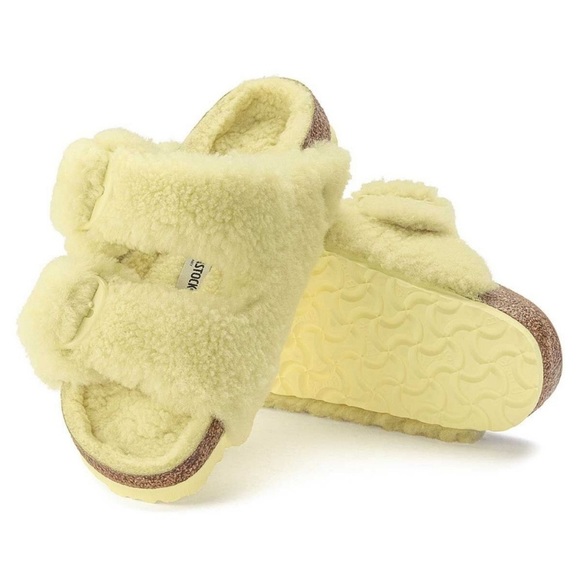 BIRKENSTOCK Arizona Big Buckle Teddy in Popcorn Yellow NWOB Size EU 38 US 7 - Picture 3 of 14